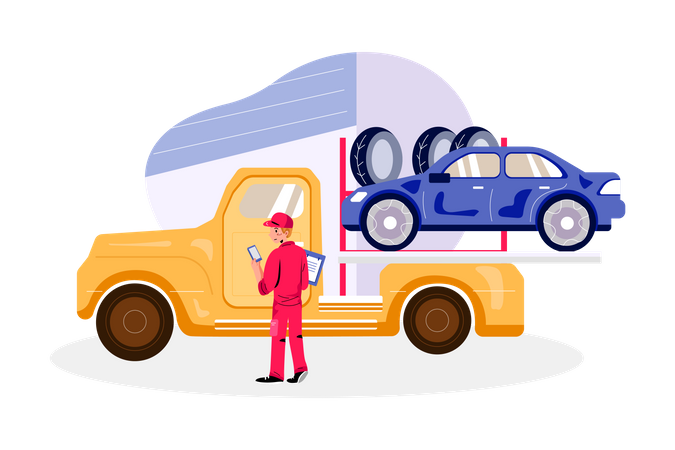 Car Lifter Truck  Illustration