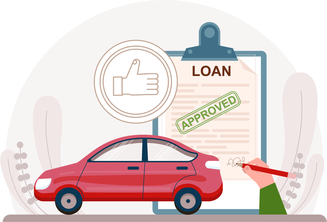 Car loan approved by bank  Illustration