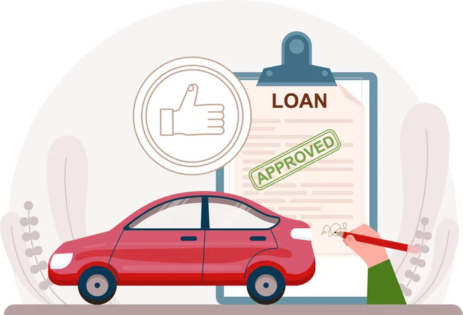 Car loan approved by bank  Illustration