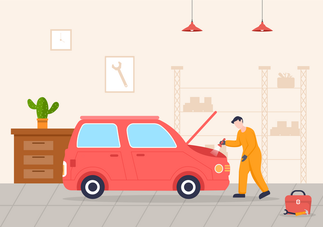 Car Maintenance Illustration