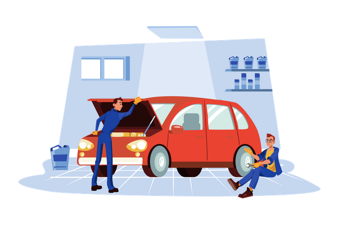 Car Maintenance Service  Illustration
