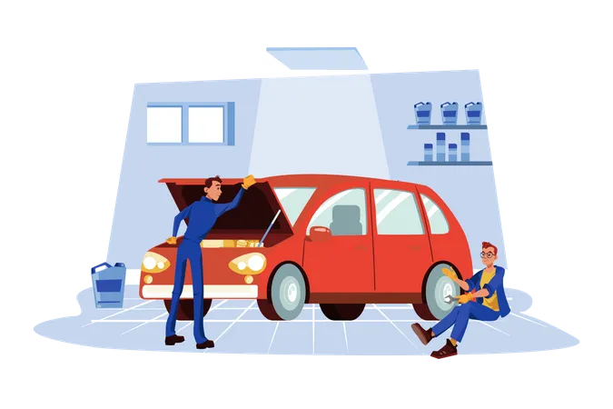 Car Maintenance Service Illustration