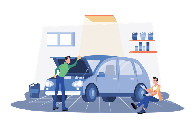 Car Maintenance Service  Illustration