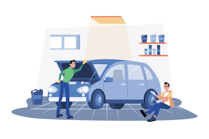 Car Maintenance Service  Illustration