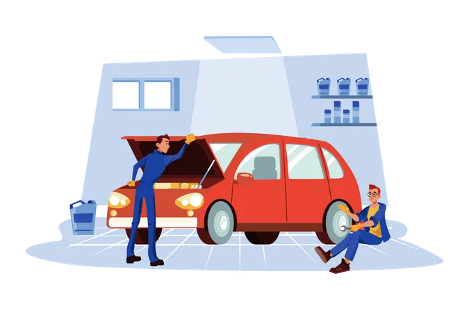 Car Maintenance Service  Illustration