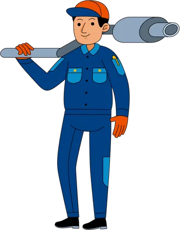 Car Mechanic working with car parts  Illustration