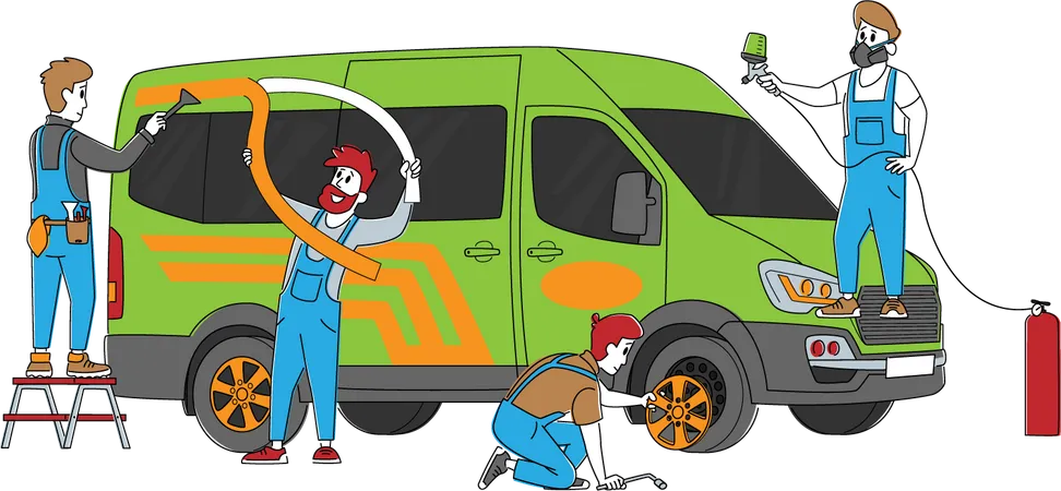 Car modification Service Illustration