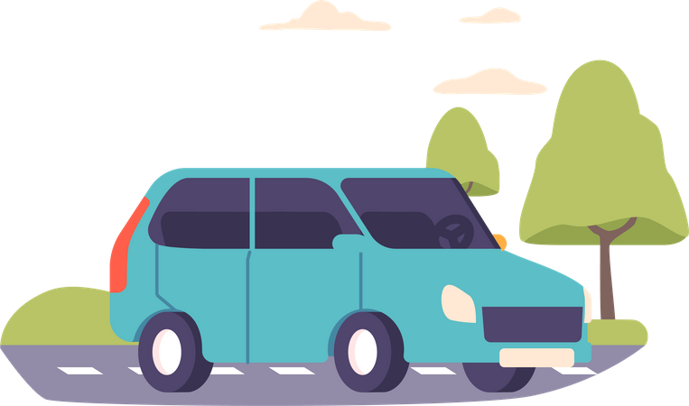 Car on the road  Illustration