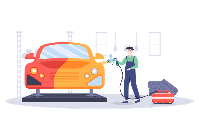 Car Painting Machine  Illustration