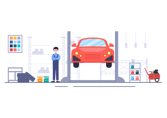 Car Painting Machine  일러스트레이션