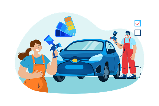 Car Painting Machine  일러스트레이션