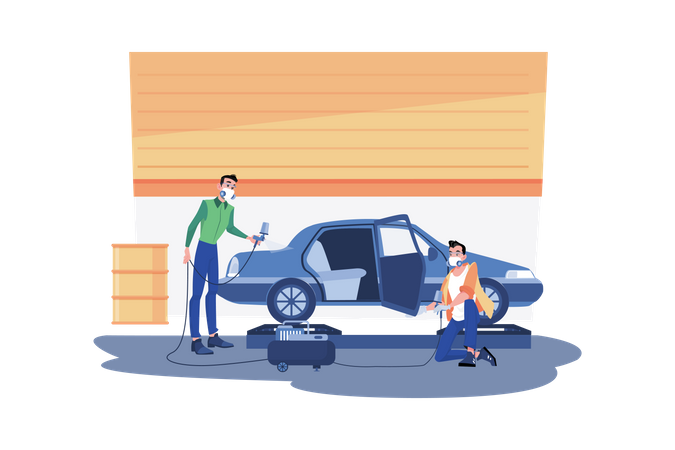 Car Painting Service Illustration