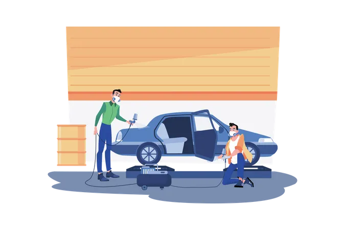 Car Painting Service Illustration