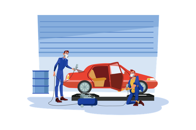 Car Painting Service  Illustration