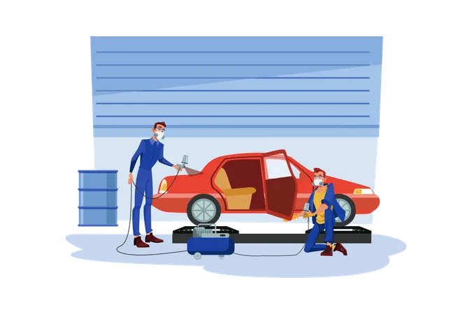 Car Painting Service  Illustration