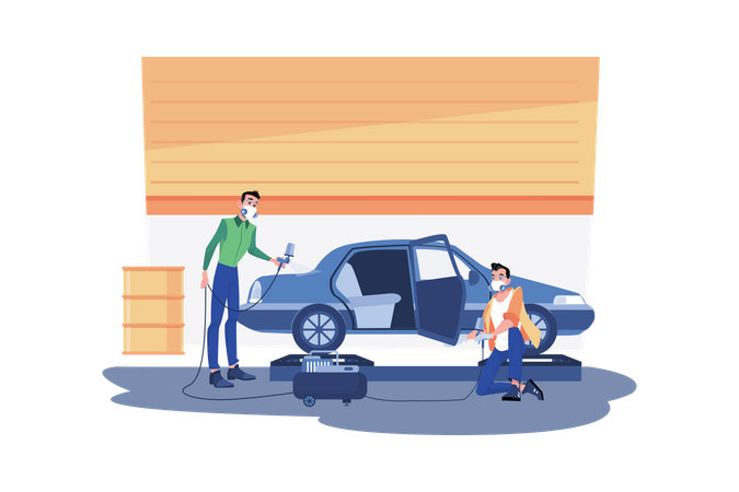 Car Painting Service  Illustration