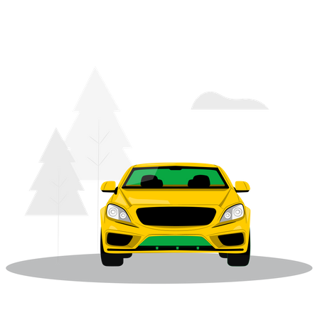 Car parked in forest Illustration