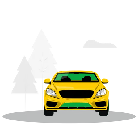 Car parked in forest Illustration