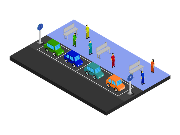Car Parking Area Illustration