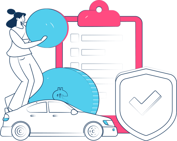 Car protection agreement taken by businessman  Illustration