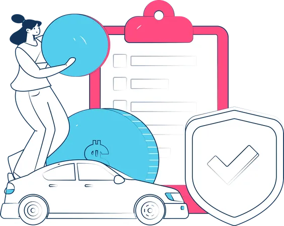 Car protection agreement taken by businessman  Illustration