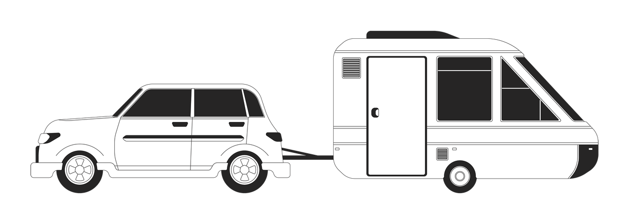 Car pulling trailer  Illustration