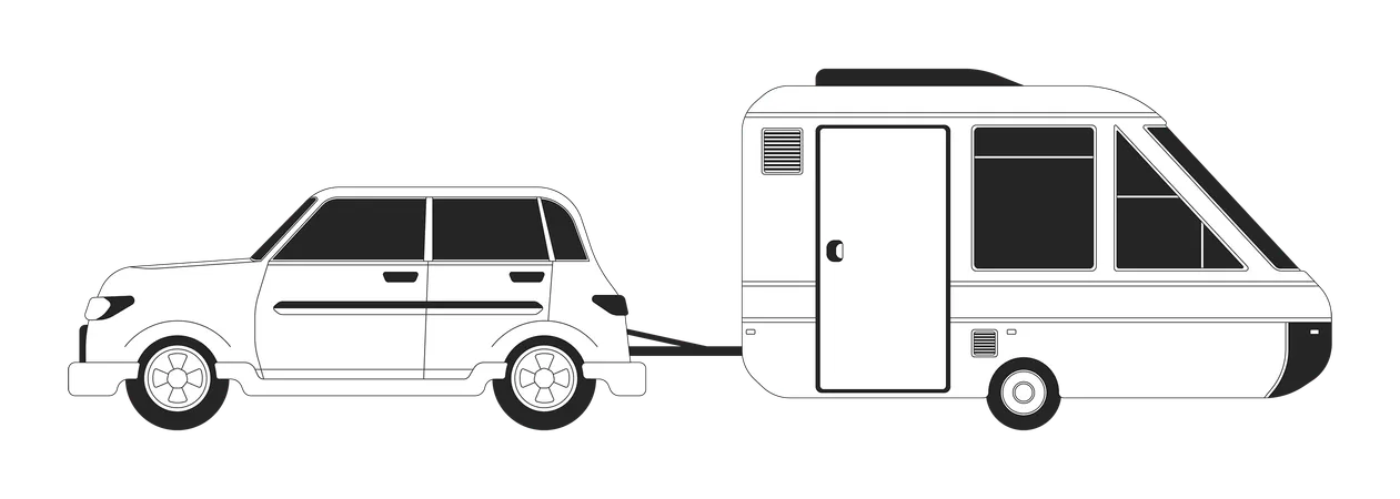 Car pulling trailer  Illustration