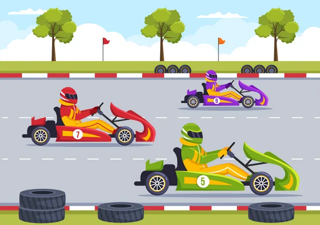 Car Racing Competition  Illustration