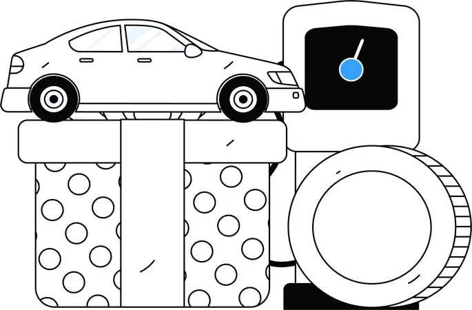 ポンプでガソリンを補給した車  イラスト