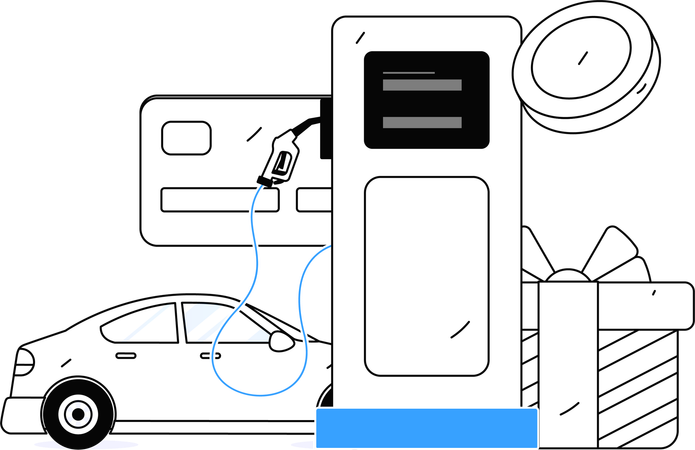 Car refueling at pump station  Illustration