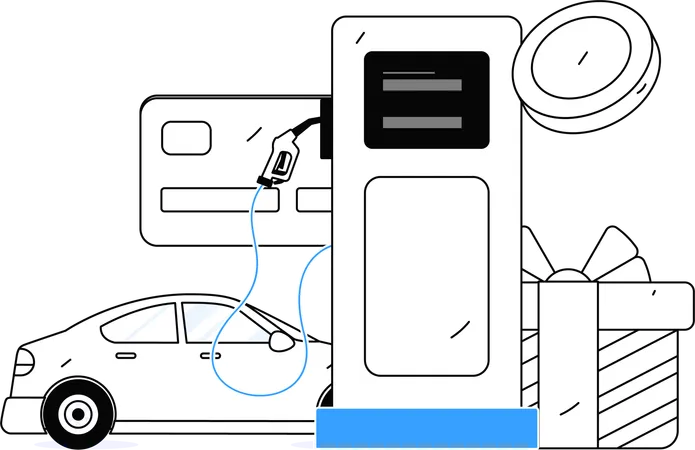 Car refueling at pump station  Illustration