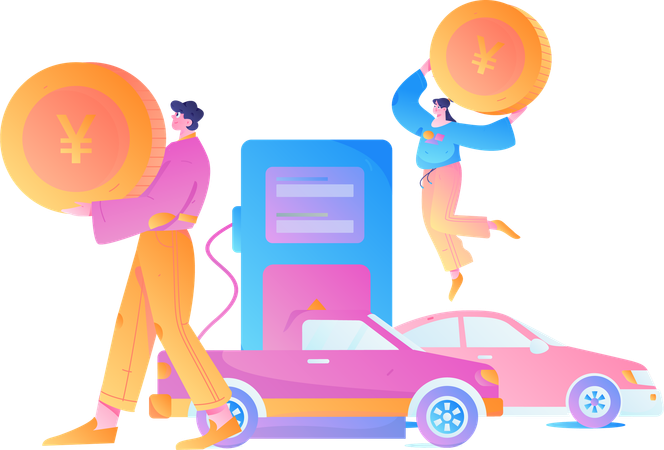 Car refueling  Illustration