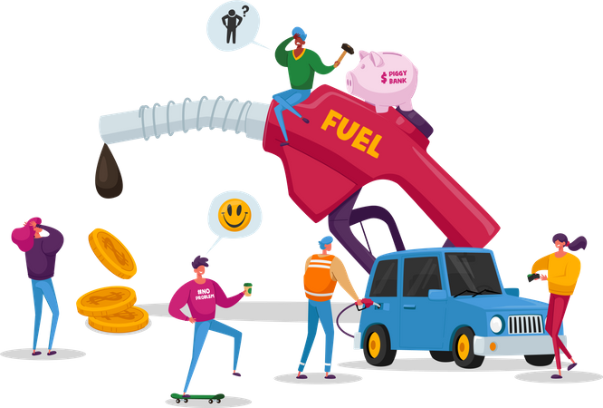 Car refueling on fuel station Illustration