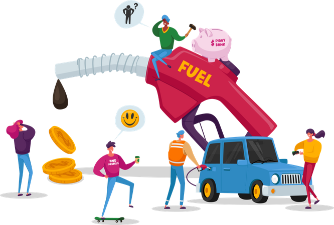 Car refueling on fuel station  Illustration