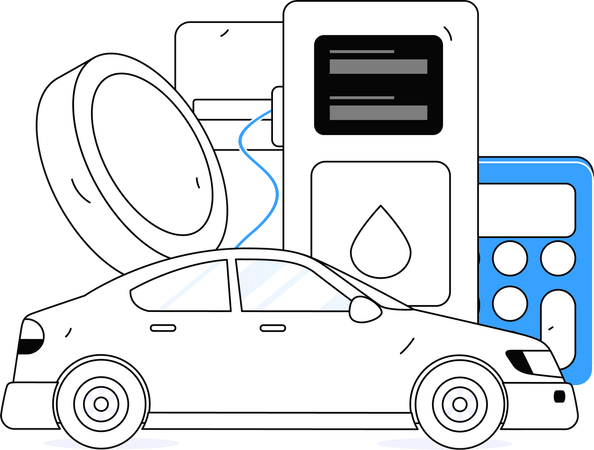 ガソリンスタンドでの車の給油手順  イラスト