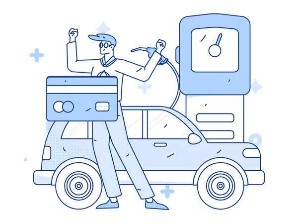 Car refueling procedure at station  Illustration