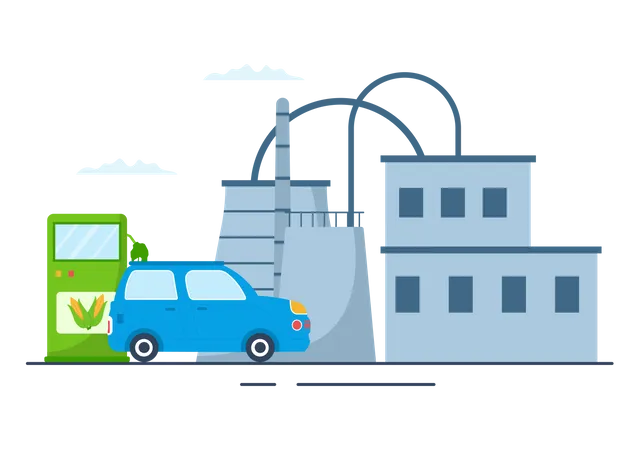 Car refueling with Biofuel Illustration