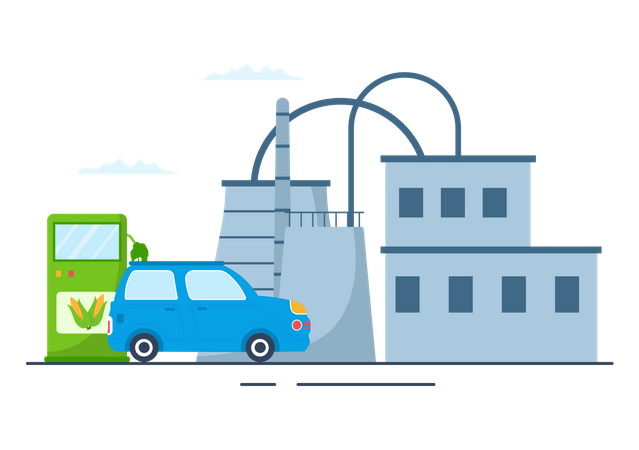 Car refueling with Biofuel  Illustration