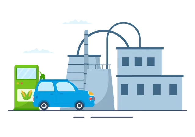 Car refueling with Biofuel  Illustration