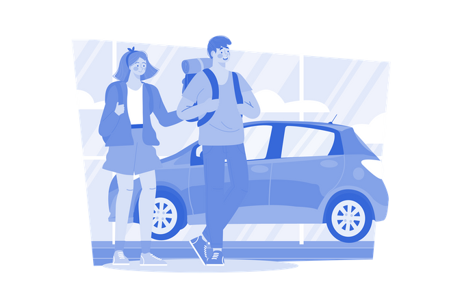 Car rental agent providing vehicles for exploration  Illustration
