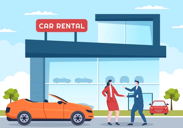 Car rental dealership Illustration
