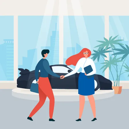 Car Rental Showroom Illustration