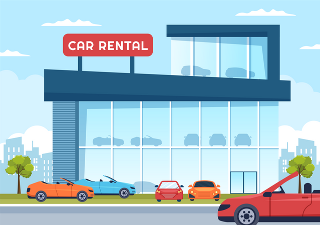Car rental showroom Illustration