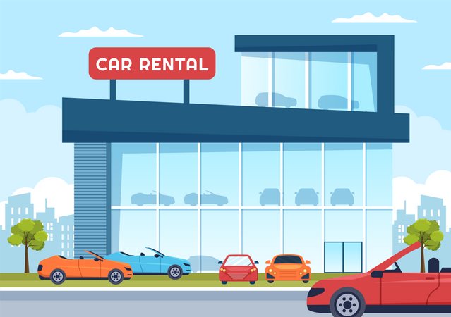 Car rental showroom  Illustration