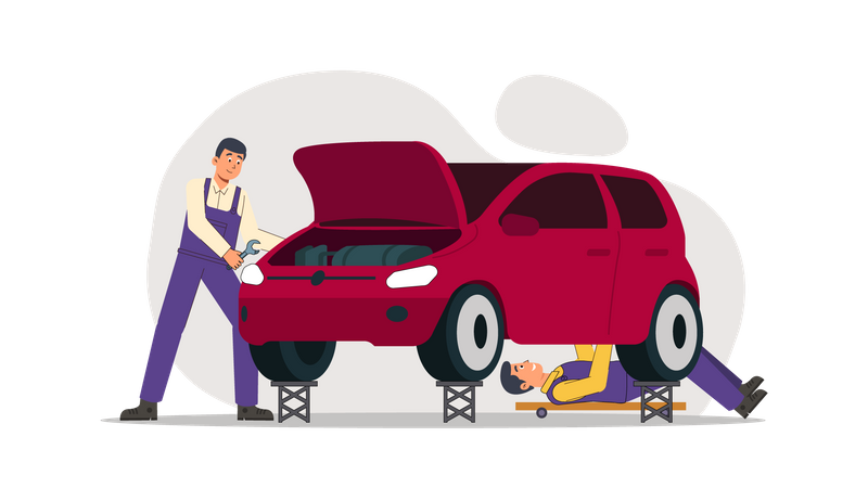 Car repairing Illustration