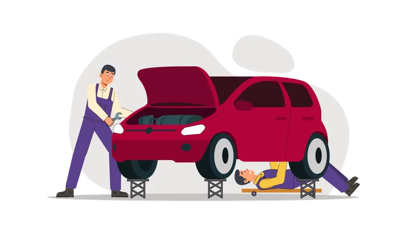 Car repairing Illustration