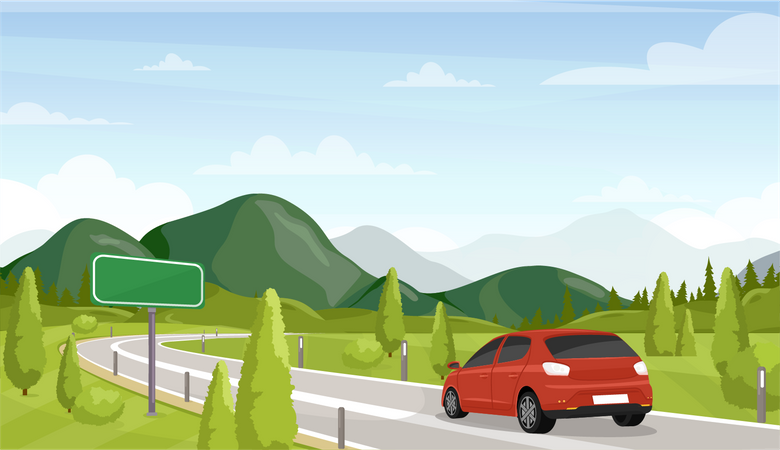 Car riding on highway  Illustration