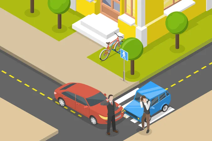 Car Road Accident  Illustration