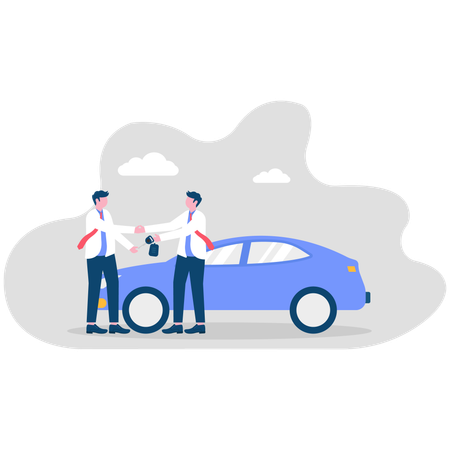 Car salesman doing business deal  Illustration