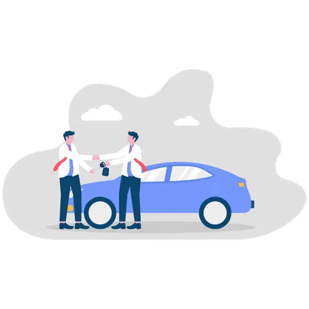 Car salesman doing business deal  Illustration